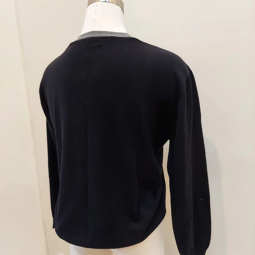 Men's retro cotton pullover Crewneck sweater. Black/White/Gray XXL - Picture 3 of 8